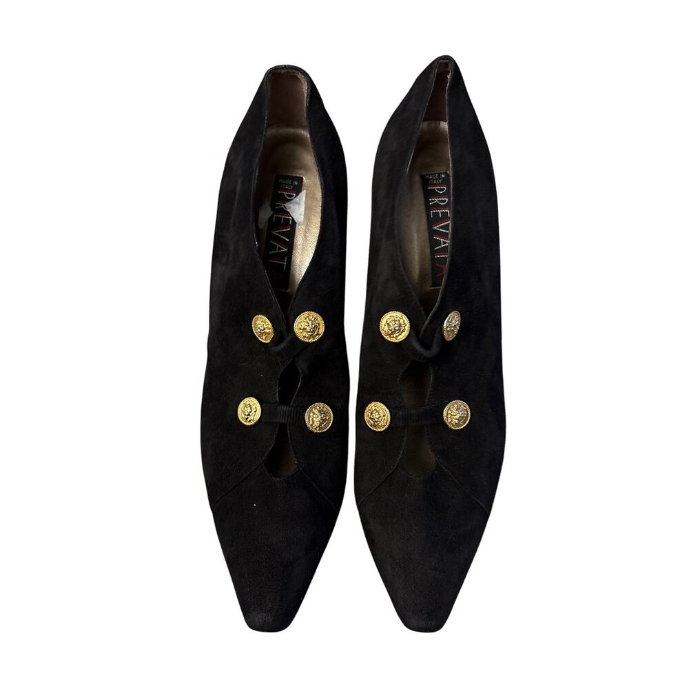 Vintage Suede Prevata Heels with buttons, 10B